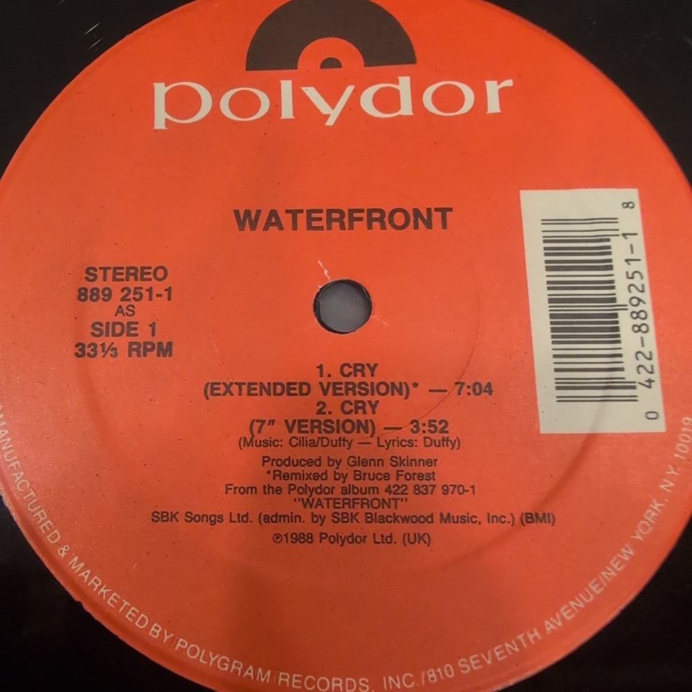 Waterfront Cry 12 Inch Vinyl Single Polydor 889 251-1 1989 Pop 33 RPM Extended - Picture 4 of 6